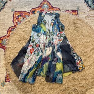 Soft surroundings colorful open flowy over shirt one size fits most